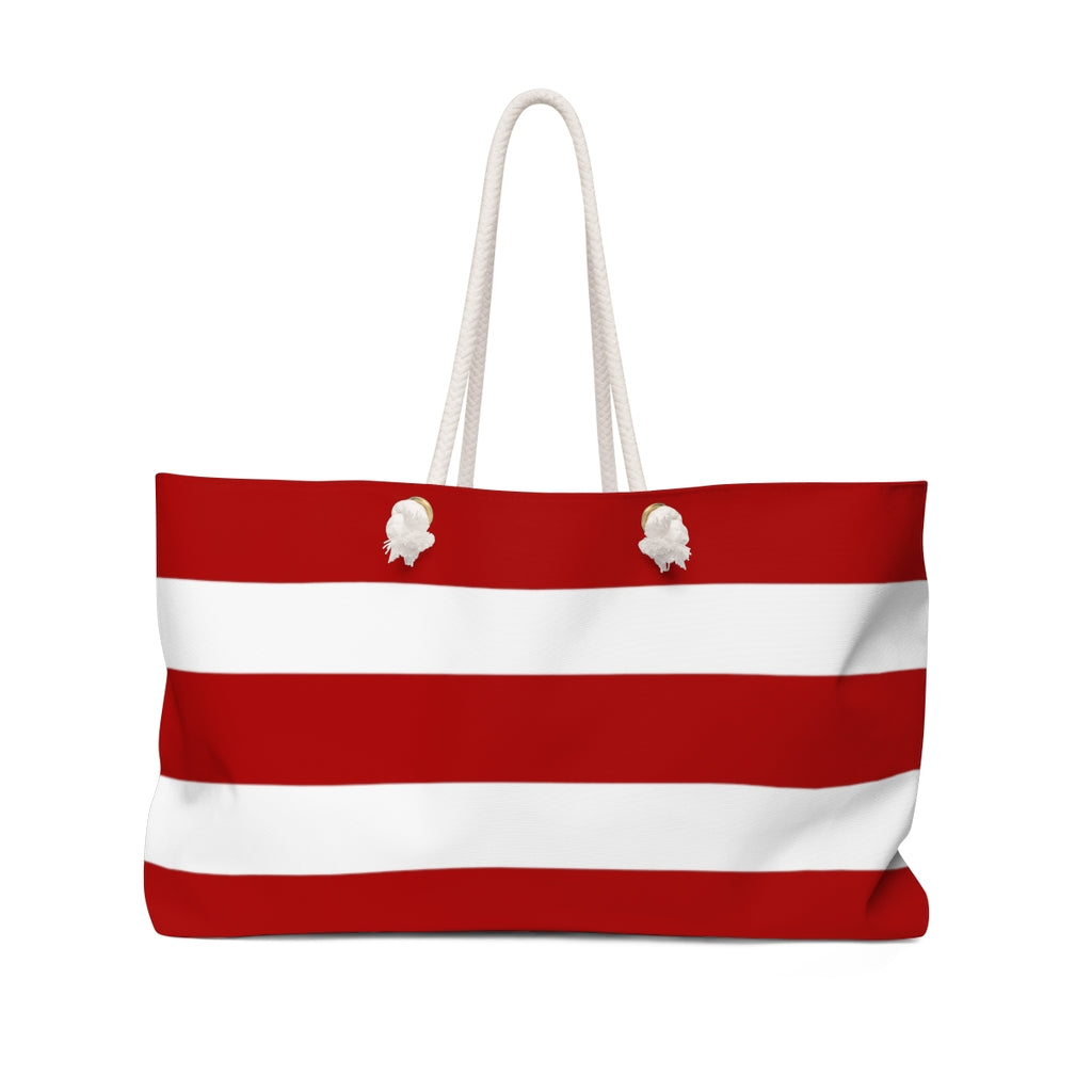 striped Crimson & Cream Weekender Tote, Spend The Night Bag in Red White -  Yahoo Shopping