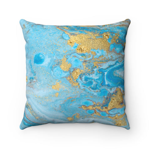 Blue and Gold Pour Statement Pillow